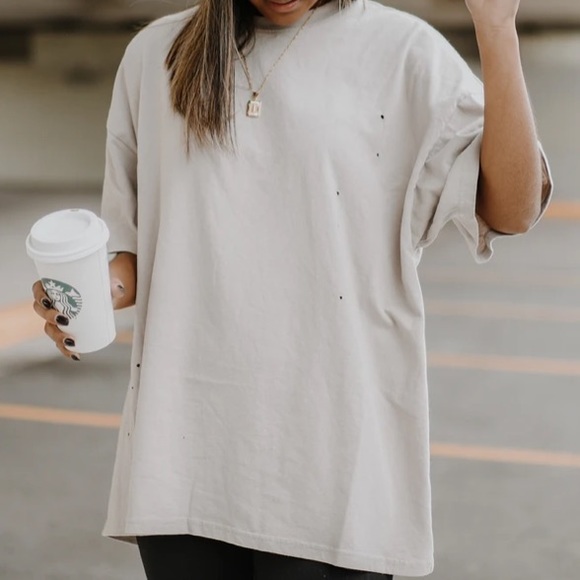 Tops - Oversized Distressed Tee
